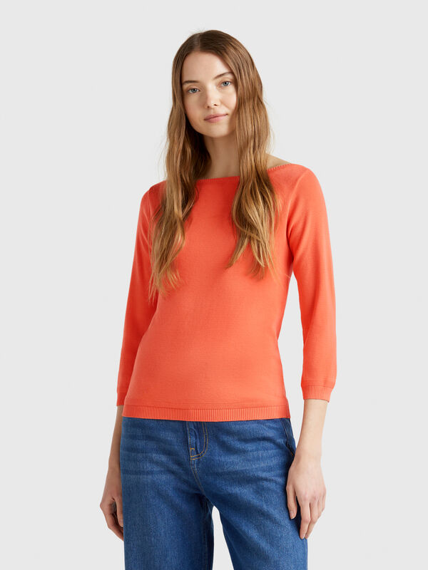 Jersey de 100 % algodón con escote barco Mujer