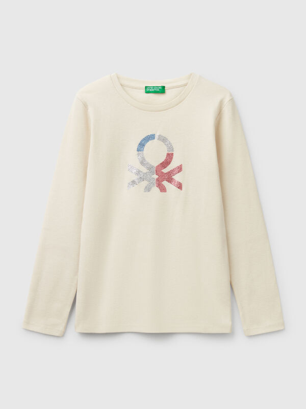 Camiseta de manga larga con estampado de glitter Niña