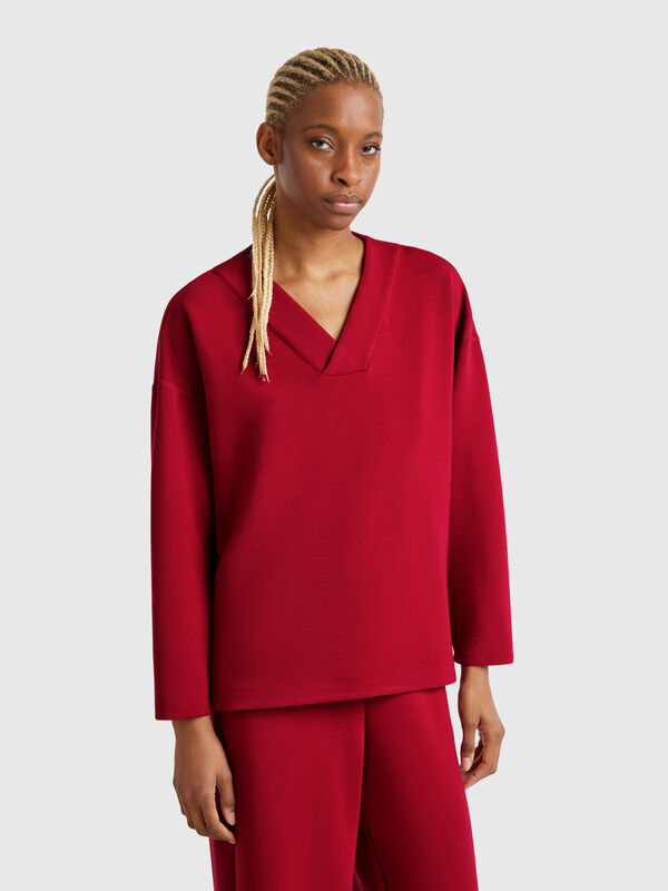 sudadera con cuello en V Mujer