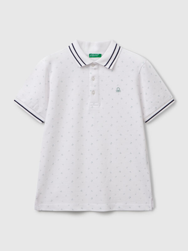 Polo con microestampado de puro algodón Niño
