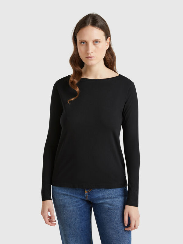 Camiseta cuello barco 100% algodón Mujer