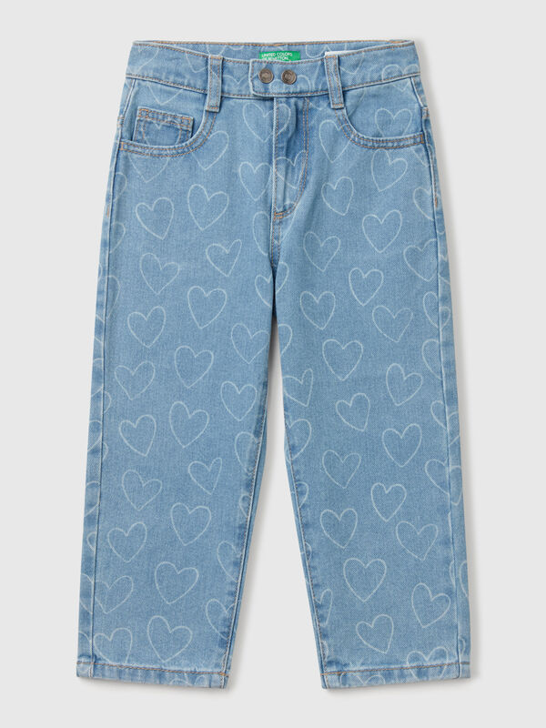 Vaqueros con estampado de corazones Niña