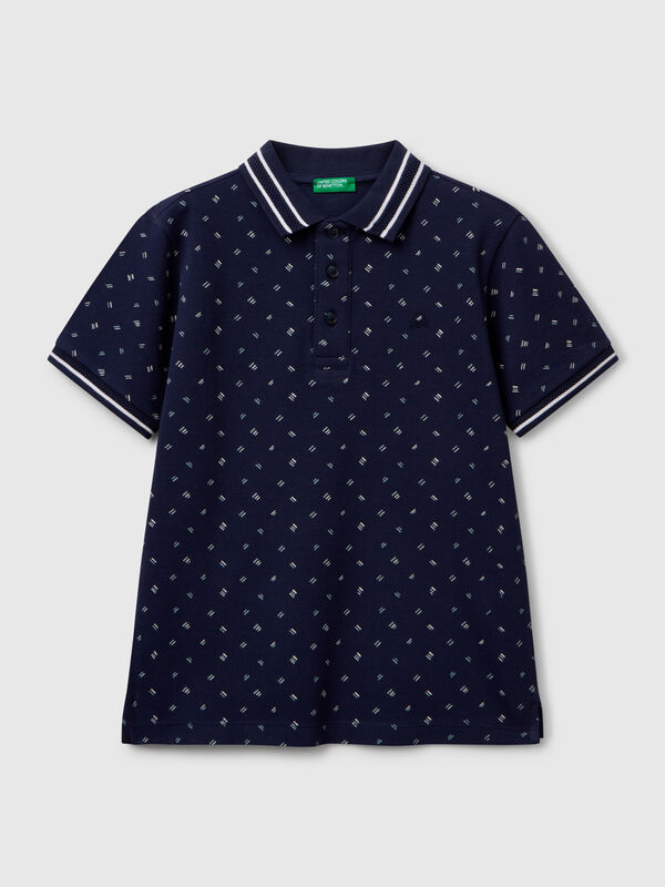 Polo con microestampado de puro algodón Niño
