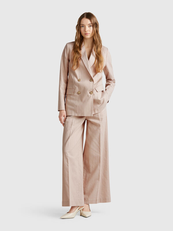 Pantalón palazzo de rayas diplomáticas Mujer