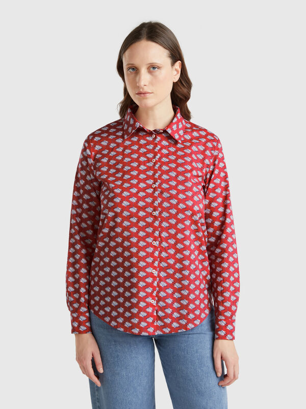 Camisa burdeos estampada Mujer