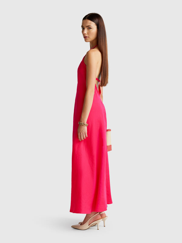 Vestido largo de puro lino Mujer