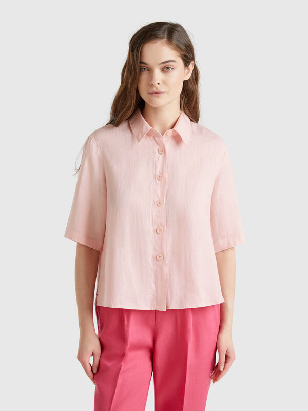 Camisa corta de puro lino Mujer