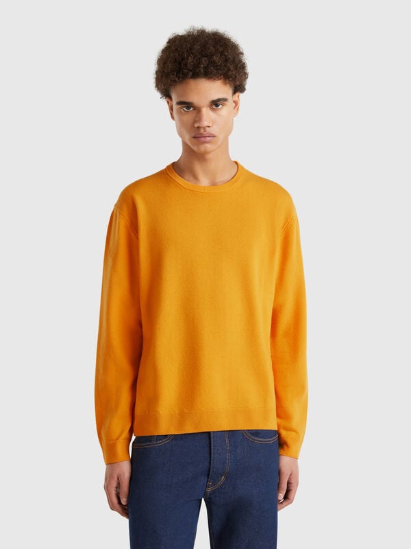 Jersey amarillo ocre de pura lana merina Hombre