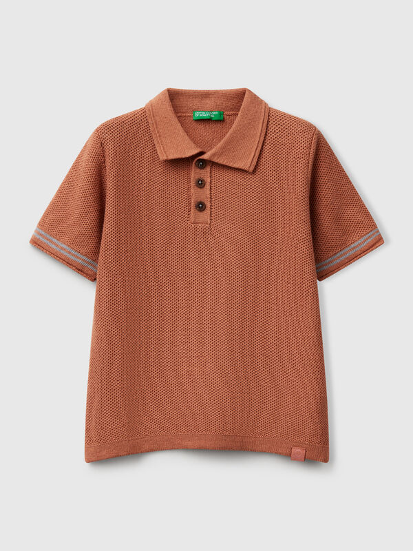 Polo de manga corta en mezcla de lino Niño