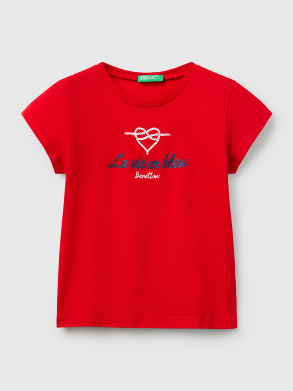 Camiseta de algodón con purpurina Niña