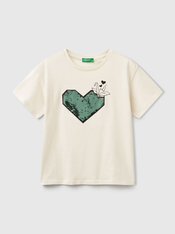 Camiseta con estampado y lentejuelas Niña