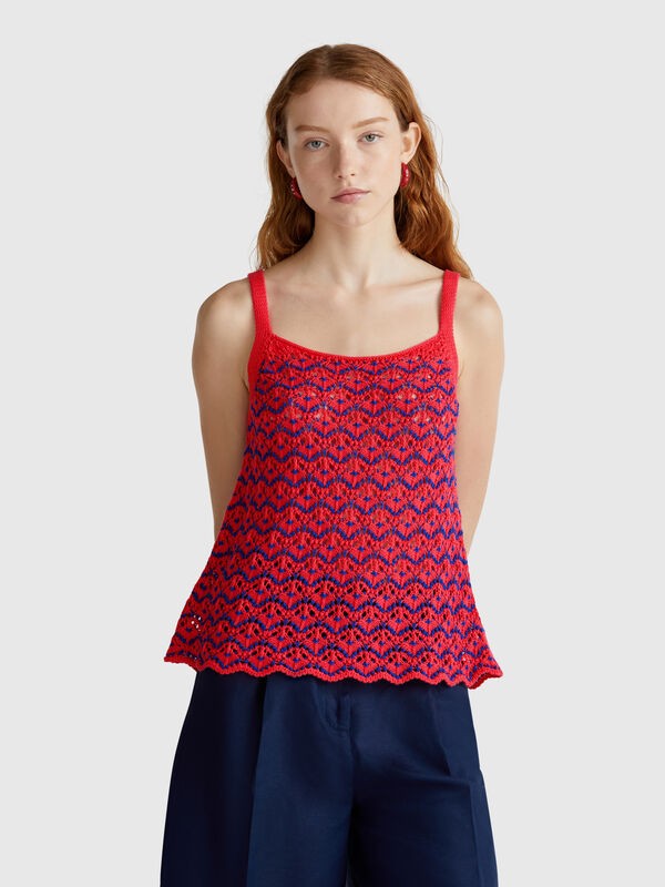 Camiseta sin mangas de ganchillo Mujer