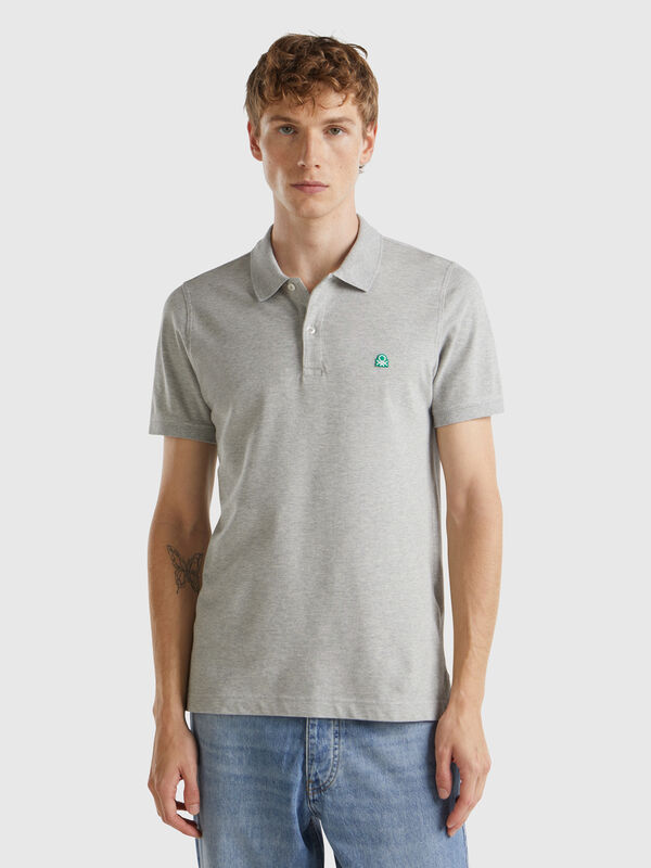Polo gris jaspeado slim fit Hombre