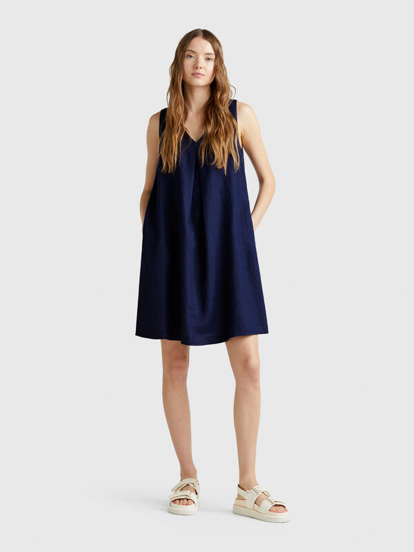 Vestido sin mangas de puro lino Mujer