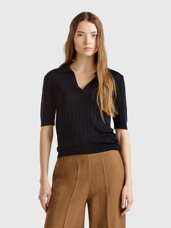Polo de punto de manga corta Mujer