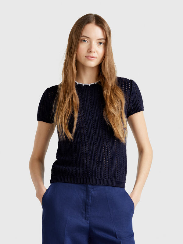 Jersey perforado de puro algodón Mujer