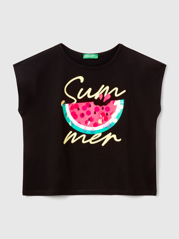Camiseta con estampado y lentejuelas Niña