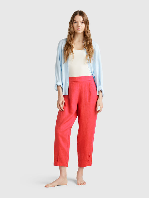Pantalón suave de puro lino Mujer