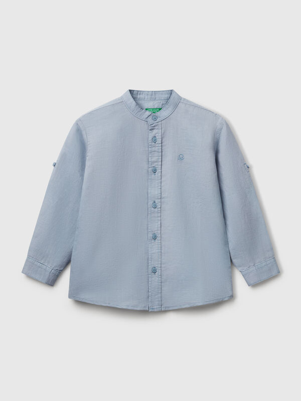 Camisa mandarina en mezcla de lino Niño