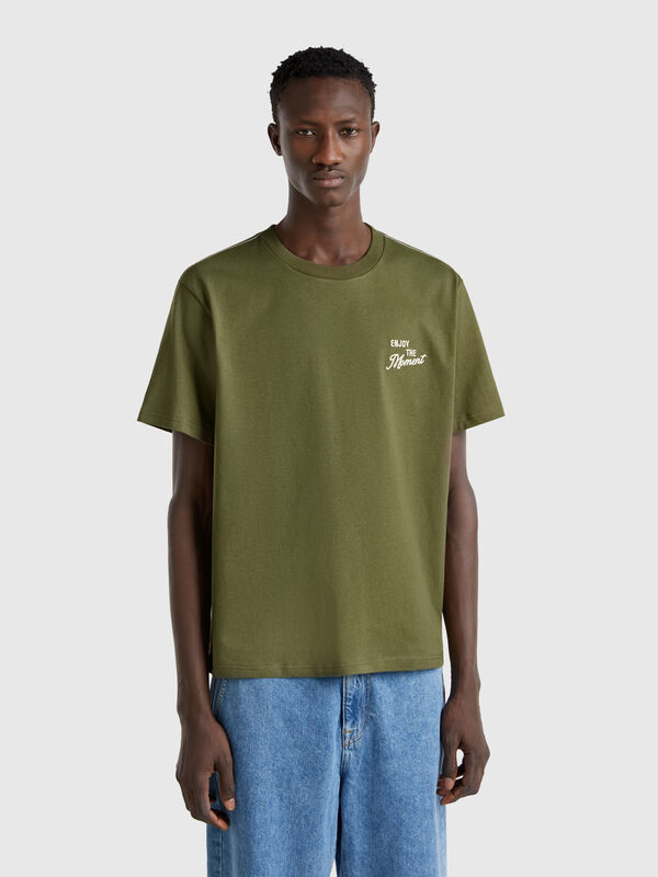 Camiseta de algodón con bordado Hombre