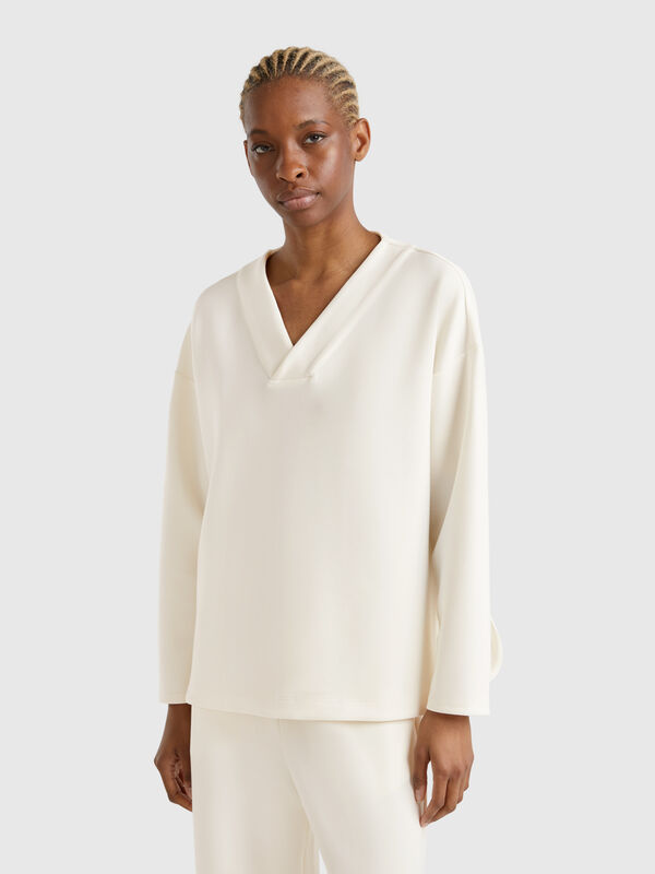 sudadera con cuello en V Mujer