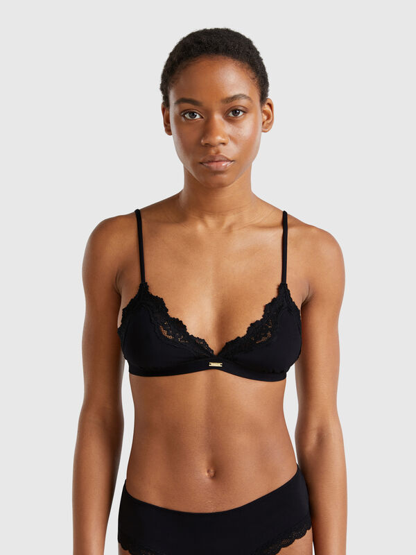 Sujetador triangular con encaje Mujer