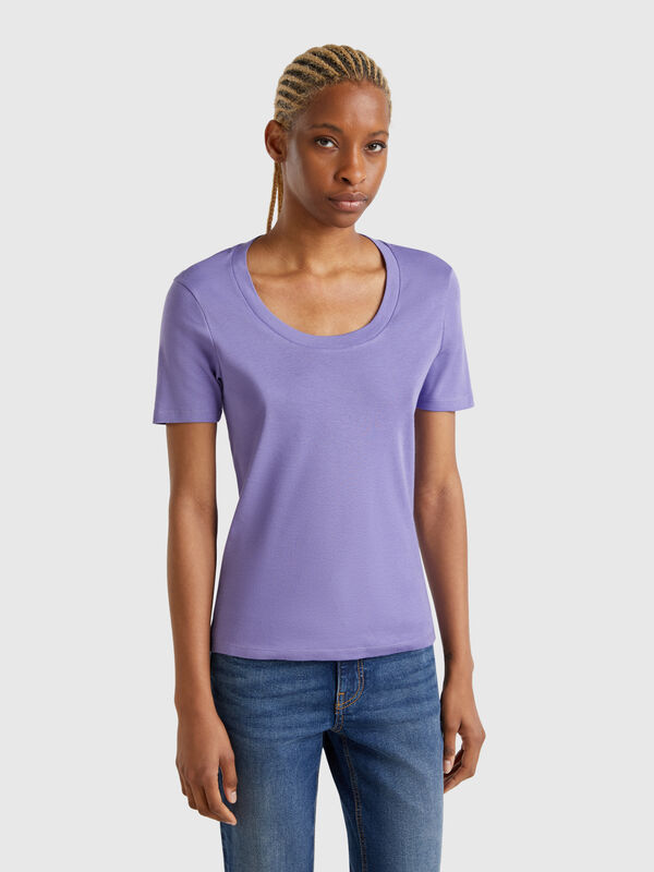 Camiseta de manga corta de algodón de fibra larga Mujer