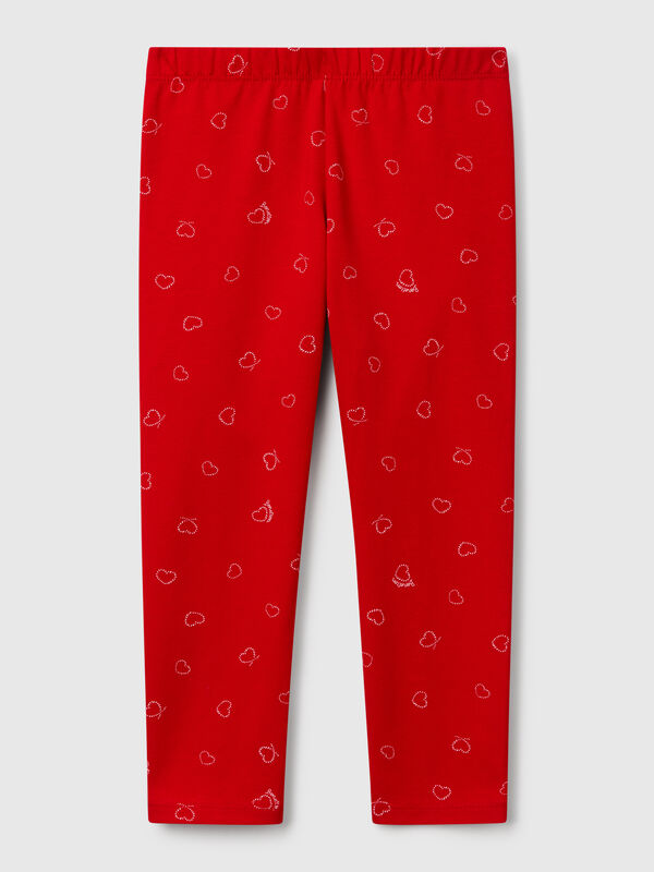 Legging rojo con estampado de corazones Niña