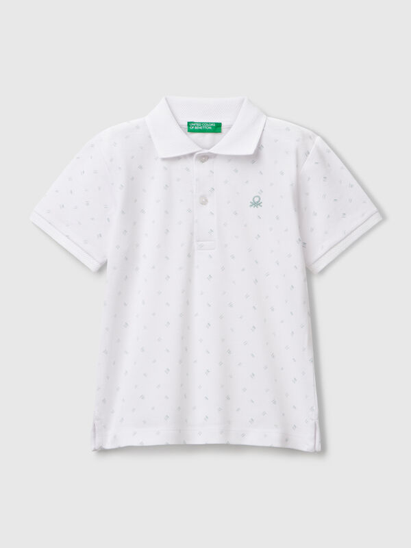 Polo con microestampado de puro algodón Niño