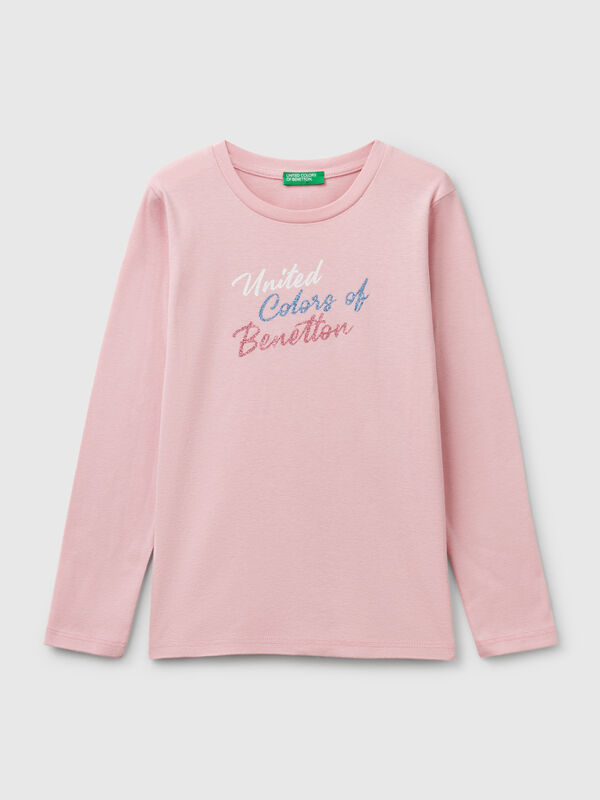 Camiseta de manga larga con estampado de glitter Niña