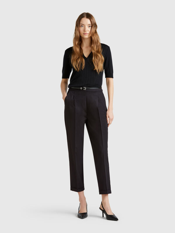 Pantalón de algodón elástico Mujer