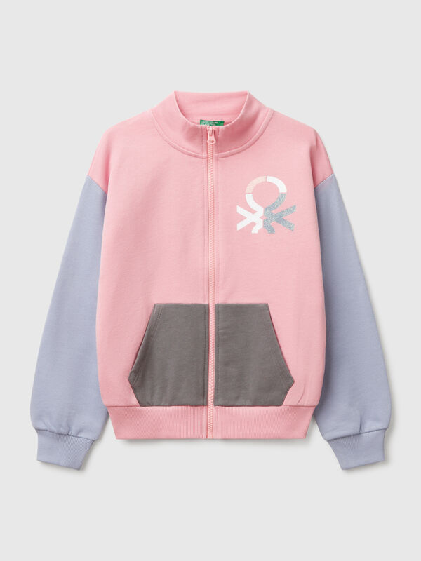 Sudadera con cremallera y cuello alto Niña