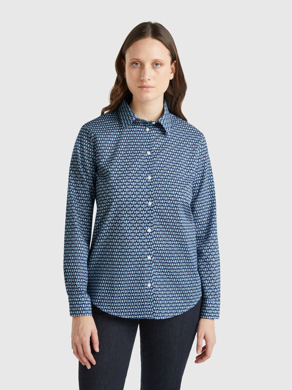 Camisa azul estampada Mujer