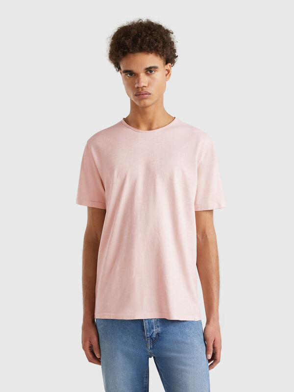 Camiseta rosa empolvado de algodón flameado Hombre