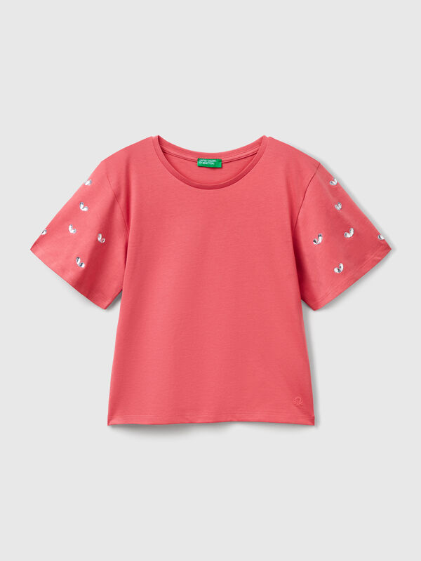 Camiseta con mangas de strass Niña