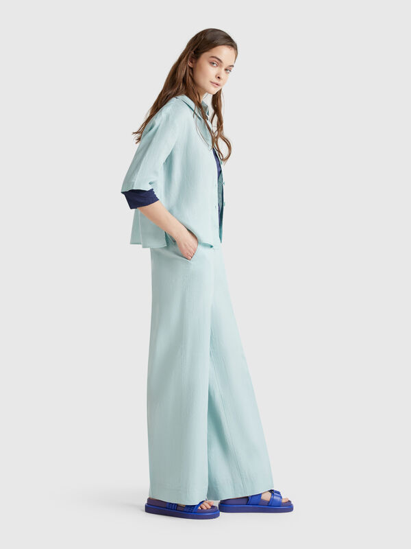 Pantalón palazzo de 100% lino Mujer