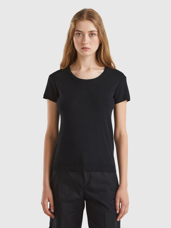 Jersey negro de manga corta Mujer