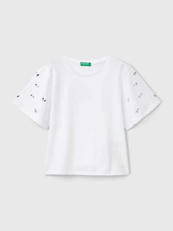 Camiseta con mangas de strass Niña