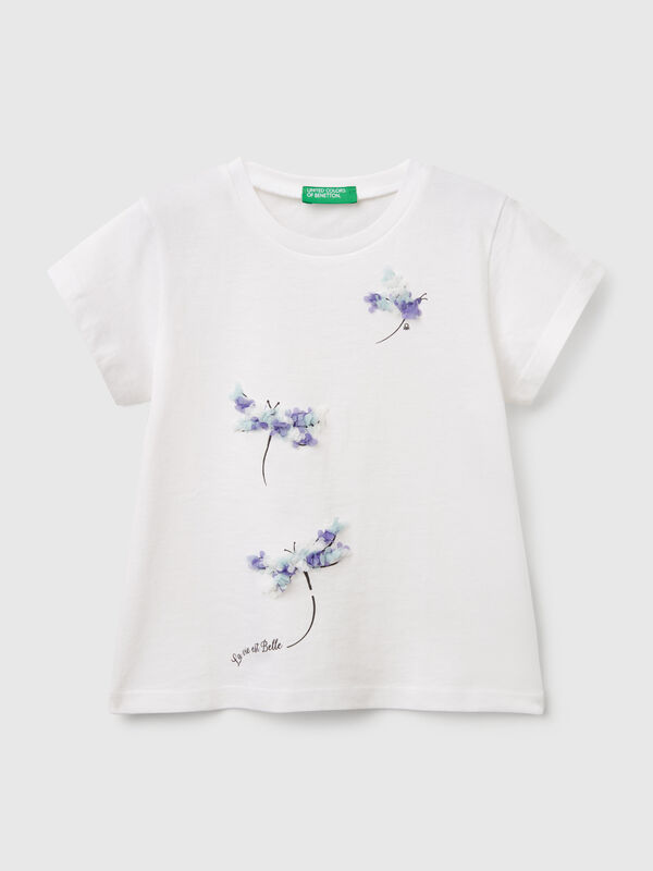 Camiseta con aplicación efecto pétalo Niña