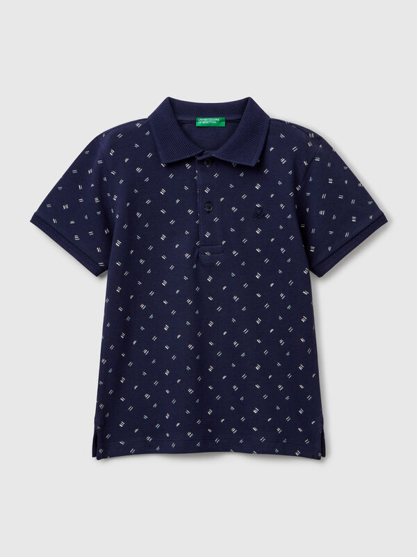 Polo con microestampado de puro algodón Niño