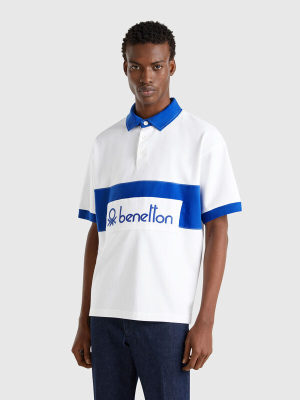 Polo rugby azul y blanco Hombre