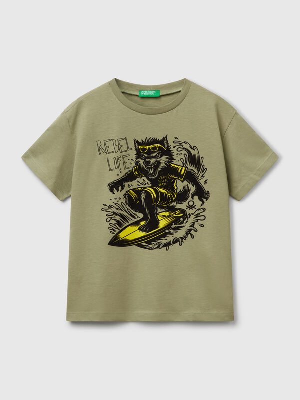 Camiseta con estampado flúor Niño