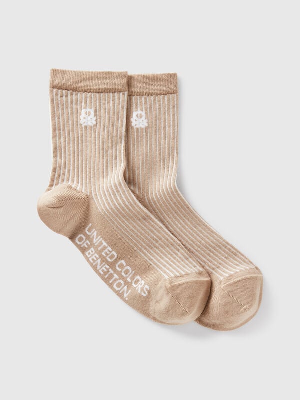 Calcetines rayas beige