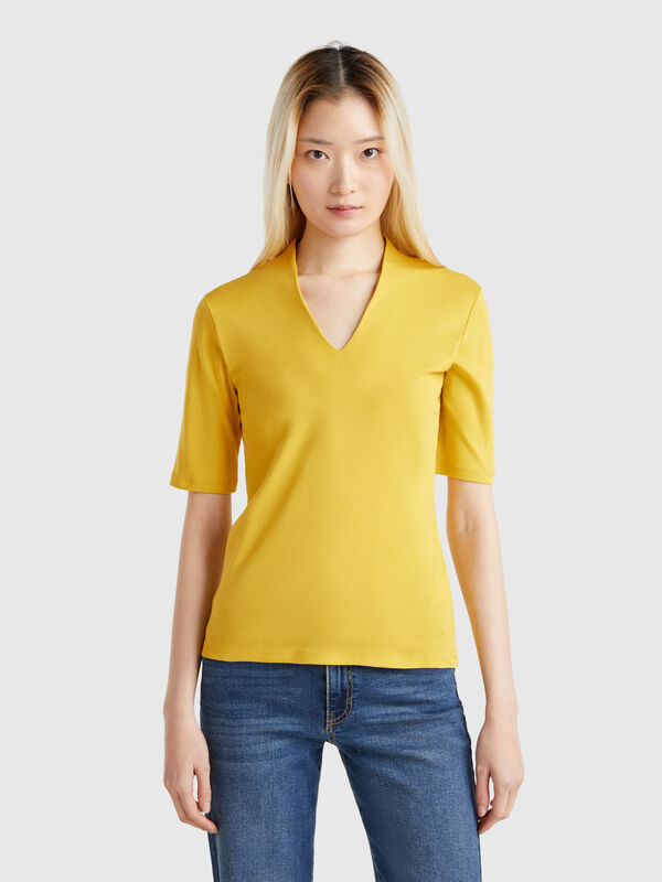 Camiseta slim fit de algodón de fibra larga Mujer
