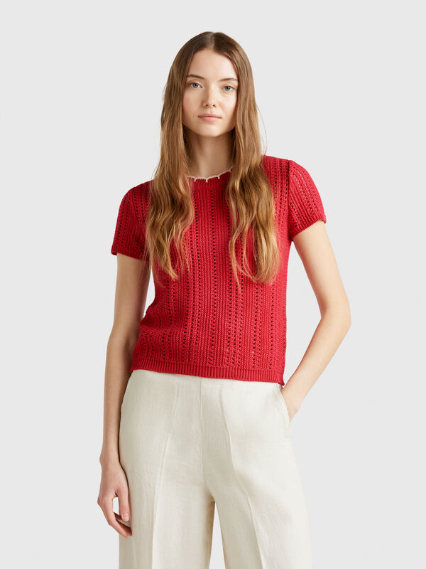 Jersey perforado de puro algodón Mujer