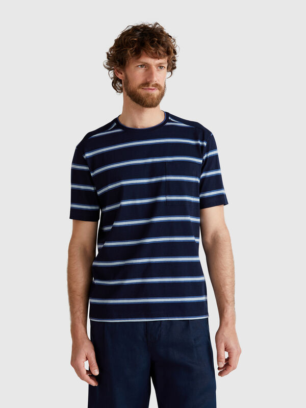 Camiseta rayas con bolsillo Hombre