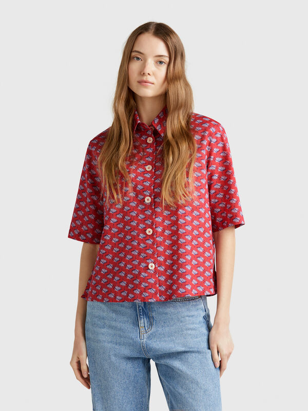 Camisa estampada de algodón ligero Mujer