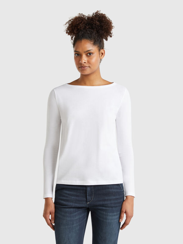 Camiseta cuello barco 100% algodón Mujer