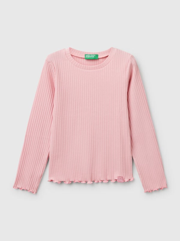 Camiseta slim fit de algodón elástico Niña