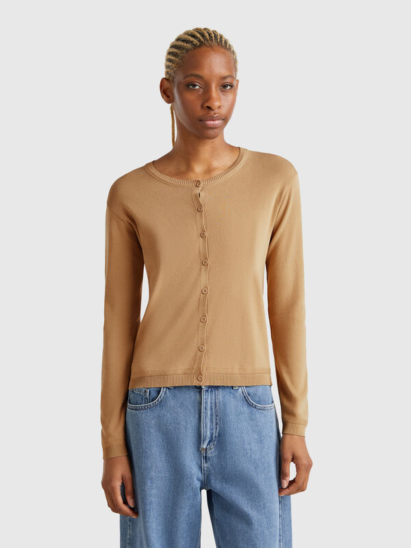 Cárdigan de cuello redondo de 100 % algodón Mujer